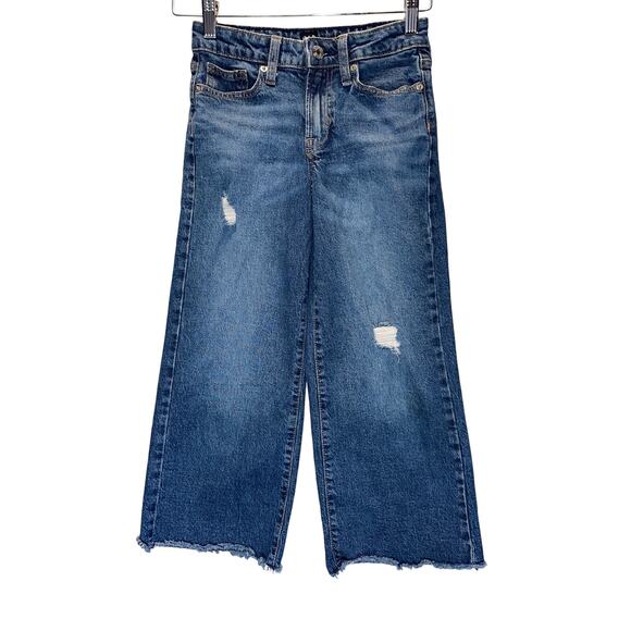 Gap Kids Girls Wide Leg Jeans Size 10 Adjustable Waist Dark Wash Denim Pants - Picture 1 of 5